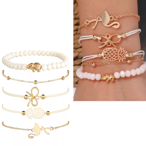 NEW pineapple elephant flamingo bow gold bracelet - Picture 3 of 4